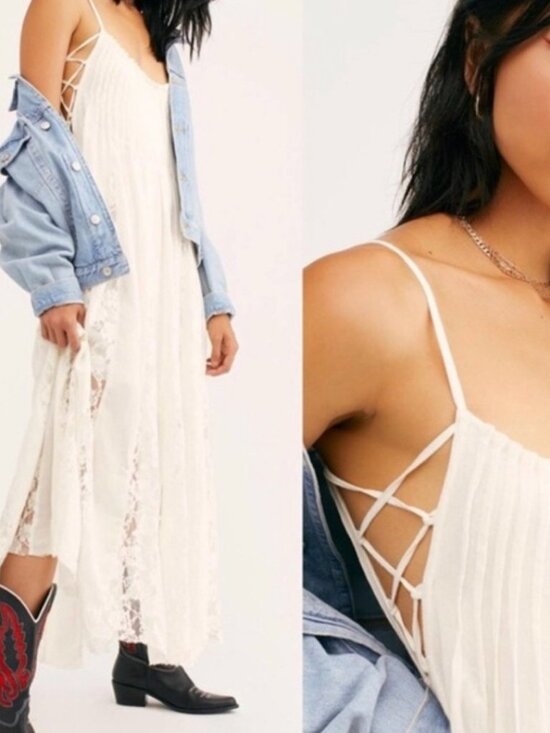 Free People Dresses & Skirts - Free People One Beautiful Ivory Hailee Lace Maxi Beach Dress Medium